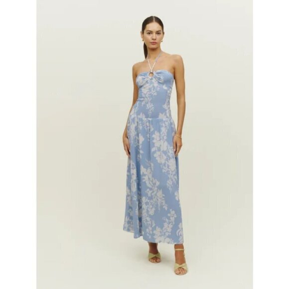 💕REFORMATION💕 Eleni Dress ~ Aliso Blue Floral Print 10 NWT - Picture 5 of 16